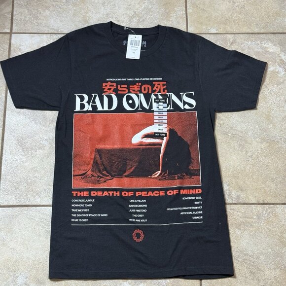 Bad Omens The Death Of Peace Of Mind Tracklist T-Shirt Womens Juniors Small New - Picture 1 of 6